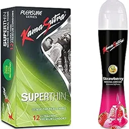 KAMA SUTRA Kamasutra Superthin Condom 12's And Personal Strawberry Lubricant Gel 50Ml(Set Of 2)-picture-49