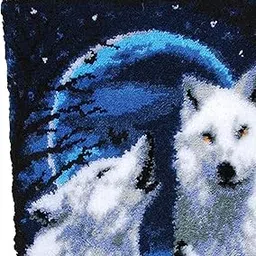 Merishopp Wolves Latch DIY Rug Making Kit Rug Making Kit Creative for Home Decoration Crafts | Needlecrafts & Yarn | Rug Making | Latch Hooking | Latch Hooking Kits-image-11