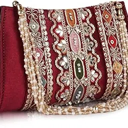 planx Velvet SilK Stylish Embroidery Unique Design Trendy Traditional Wedding Party Handheld Potli For Women-picture-12