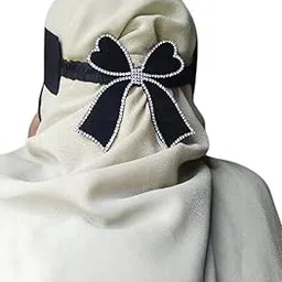 crench creation Saudi Niqab for Women & Girls | Breathable Firdous Fabric | Traditional Saudi Style | Free Size Comfortable Fit | 2DL-BOW | (Free size - Black)-picture-44