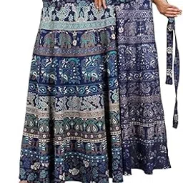 modern kart Womens Jaipuri Wrap Around Cotton Printed Maxi Skirt-picture-24