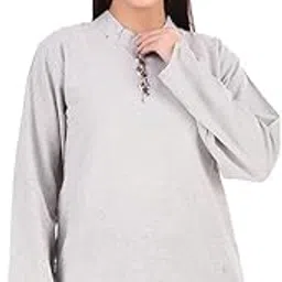 AFFITUDE AUTO Shakambhri Full Sleeves Cotton Regular Short Kurta, Suitable for Men & Women Both Size Medium - Grey-image-2