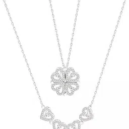 ringzanio Pendant Necklace For Women Magnetic 4 Heart Clover Pendant Necklace for Women | Stylish Locket Chain | Latest Fashion Jewellery Accessories for Girls Valentine Gifts-picture-49