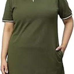 wear your opinion Women's Plus Size Soft PQ Polo Collar Neck Tipped Tshirt Dress-picture-26
