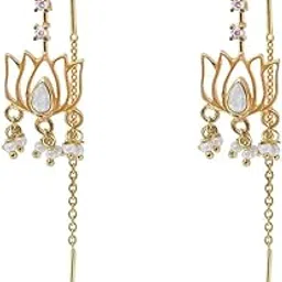 unniyarcha Lotus Drop Sui Dhaga Earrings, Earring,stud Earrings for Women Pure Silver 925, Sterling Silver Jewellery with Certificate of Authenticity & 925 Earrings for Women Silver-picture-17