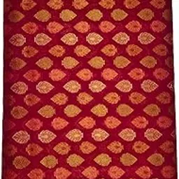 Traditional Maroon Cotton Blouse Fabric, Gold Leaf Pattern, Handloom Material-picture-15