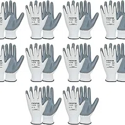 FRONTIER FT408 Nitrile Coated Work Safety Gloves for Men| Durable & Lightweight with Elasticated Wrist for Secure Fit | Excellent Grip in Dry & Oil | Industrial Safety Gloves | Pack of 10 Size-M-picture-36