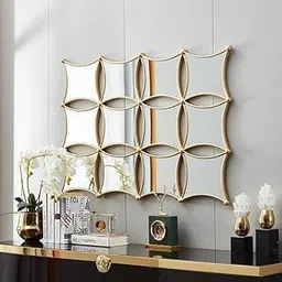 Modern Geometric Gold Wall Mirror – Luxury Decorative Metal Frame Mirror for Living Room, Bedroom, or Hallway Décor-image-17