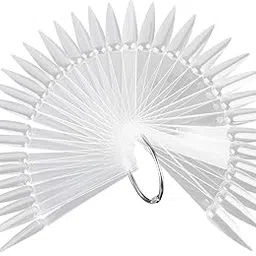 Shills Professional 50 Pieces Nail Swatch Sticks Display Sticks Stiletto Nail Polish Color Sample Sticks Clear Tester Sticks with Metal Ring-image-94