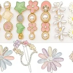 Korean Style Pearl Hair Clips for Women & Girls | 12 Pcs Rhinestone Metal Barrettes & Plastic Flower Pins | Elegant Hair Accessories Set for Party, Bridal (Multicolour, multi degine)| 8 and 4 set card-picture-27