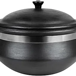 ODAR Black Clay Handcrafted Cooking Pot with Lid Traditional Clay Pot for Authentic Slow Cooking - Black Desi Handi-picture-12