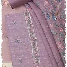soch Womens Linen Botanical Print Unstitch Dress Material With Sequins image 1