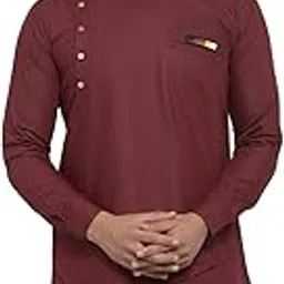 abh lifestyle Men,s Solid Cotton Blend Trail Cut Kurta-picture-23
