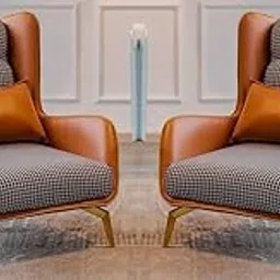 Wooden Desk Chairs Sofa Quilting Back & Enchanting Design Accent Chair Classy Lounge Chair Armchair Royal Design Single Seater Sofa Chair for Living Room Reading Area Bedroom (Set of 2 Chairs) Z3-picture-43