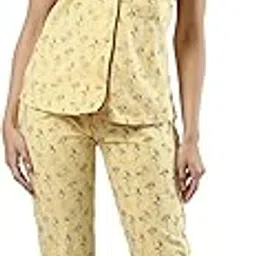 femmora Relax Fit Half Sleeve Top and Long Bottom Nightwear Set with Abstract Print,Breathable and Soft cotton Fabric with Drawstring Waistband Closure,1 Top pocket 1 Bottom pocket,For Women,Pack of 1-picture-21