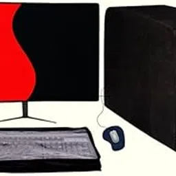 Computer Desktop 3 Pcs PVC Cover Set – Water-Resistant Dust Protection for Monitor, CPU & Keyboard | Extra Zip Closure | Ideal for Office, Home & Business Use (22 Inch)-picture-13