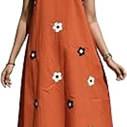 gosriki Women's Maroon Sleeveless Cotton Kurta Set with Floral Embroidery | Ethnic Wear for Office, Casual & Summer | Comfortable-picture-42