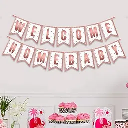 Party Propz Baby Shower Decoration - Welcome Home Kit With White and Rose Gold Banner (Cardstock) for Baby Shower-picture-26