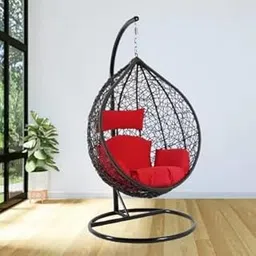 SPYDER CRAFT Single Seater Swing Chair with Stand & Cushion & Hook Outdoor Indoor, Outdoor Balcony Garden, Powder Coated Frame, UV Protected Wicker-picture-15