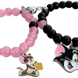 needs collection Needs Stone Beads Couple-Combo Matching Relationship Couple Bracelets white and black with Tom and jerry 2 Pcs-picture-38
