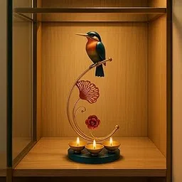 RSN Decorative Bird Tea Light Holder with Floral Design, Metal Stand with 3 Candle Holders, Size - 15 * 15 * 37 Centimetre-image-35