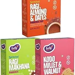 Early Foods - Combo Of Porridges (Sprouted Ragi Almond Date, Kodo Millet And Sprouted Ragi Makhana)|Vegan|Sprouted Ragi Powder|Ragi Malt|Cereals For Kids - 600 G-picture-31