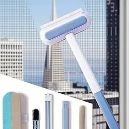 clyton Multifunctional 4 in 1 Screen Brush With Extended Handle - Mesh Cleaning Brush for Windows and Mosquito Nets - Double Sided Cleaner-picture-16