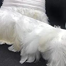 De-Ultimate (8cm X 3 Mtr) White Wings Feather Fur Gota Ethnic Wear Trim Lace Border Craft Material for Wedding Party Suits, Sarees, Lehengas, Dresses Embellishment Designing & Tailoring Purpose-picture-27