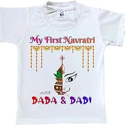 My First Navratri with Dada Dadi Dress Tshirt for Baby Boys Girls and Newborn, Navratri Baby Clothes, Garba Dandiya Dress D2-picture-53