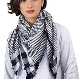 Saba Fashion Black Checkered shemagh Scarf for Men, Men Patka Keffiyah Scarf-image-0