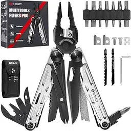 BIBURY Multifunctional Stainless Steel Pliers, Multifunction Tool with Improved Scissors, 2 Interchangeable Saw and Screwdrivers, Multifunctional Knife, Original Men's Gift – Black-picture-10