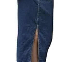 dolsia trends Women’s High Waist Denim Midi Skirt with Front Slit – Casual Blue Jeans Skirt for Everyday Wear-picture-43