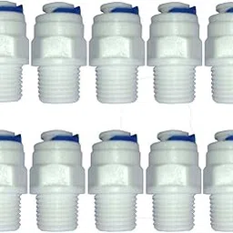 Aameria RO 1/4" Inch Male Thread to 1/4" Inch Quick Connect Straight Elbow Connector for RO Water Tube Fitting (1/4 Straight Connector : 10Pcs)-image-1