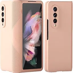 Miimall Hinge Full Protection with Screen Cover Folding All-Around Anti-Drop Shockproof Bumper Armor Hinged Hard TPU Cases Compatible for Samsung Galaxy Z Fold 3 5G 2021 (Pink)-image-3