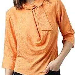 Latin Quarters Women Three Quarter Sleeve Orange Top-image-66