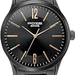 Sonata Poze Quartz Analog Black Dial Metal Strap Watch for Men-SP70022NM01W-image-9
