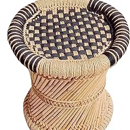 RCLV Rajasthani Pure Handmade Bamboo mudda/Stool/Chair for Living Room/Office/Home for Indoor/Outdoor Garden (Black)-picture-12