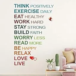 Heaven Decors Family Love, Live and Think Quote Wall Sticker for Living Room (Ideal Size on Wall: 51 cm x 80 cm),Multicolour-picture-26