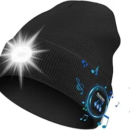 fostex Bluetooth Beanie for Men,Bluetooth Hat with Light,Beanie with Headphones,Music Hat and Built-in Speaker Mic, Christmas Birthday Gifts for Men Dad Mom Women Black, Black, 0-1, Black, 0-1-picture-56
