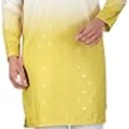 keton Designer Ombre Kurta, White to Royal Blue Gradient, Cotton Blend, Traditional Indian Style, Casual Wear-picture-25