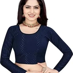Cotton Lycra Dobby Full Sleeves Saree Blouse Readymade Crop Top Choli for Girls & Womens((SD) Dobby Full)-picture-34