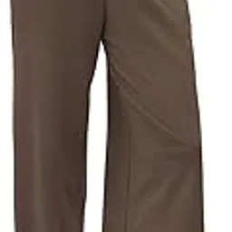 the souled store Solids: Chestnut Brown Women and Girls Drawstringed Cotton Blend Wide Leg Fit Flared Joggers-picture-28