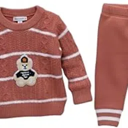 Baby Boys Girls Sweater Outfit Set 1-3 Years – Cute Teddy Bear Cable Knit Pullover & Matching Pants – Soft Warm Striped Winter wear Clothes warm and cozy for Toddler Unisex Kids Autumn-image-7