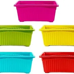 Ocean Mart Multicolor Window Pot Rectangular Plastic Pots for Plants, Jupiter Flower Pots for Home, Window Display, Garden (Set of 5) (35 x 18.5 x 15 cm)-picture-16
