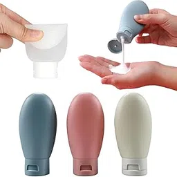 VISUAL ARREST 3 PCS Travel Bottle Set 60ml Empty Silicone Plastic Shampoo Shower Gel Lotion Refillable Liquid Container Squeeze Cosmetic Portable Tube Small Size Leakproof for Travelling-picture-32
