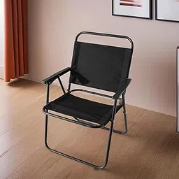 Kuber Industries Portable & Foldable Chair for Travelling - Small Camping Cloth Kurchi for Outdoor Beach & Home Aram - Black-picture-21