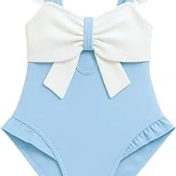 Bubble Berry Girls' Ruffle Trim Swimsuit with Bow Detail | Swimming Costume-image-5