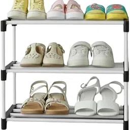 KYNE 3 Tier Shoe Rack with Shelf, Folding Shoe Rack for Bedroom, Living Room,Entryway, Black,Footwear Stand for Home, Plastic Rack for Home Storage (White Black)-picture-17