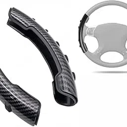 CARIZO Black Carbon Fiber Steering Wheel Cover, Non-Slip Grip Booster, Compatible with Maruti Suzuki Swift Dzire (Type-III) 2017-2021-picture-25