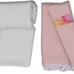 EthnicAlive Bhagalpuri Handloom Organic Pure Soft Cotton Andi/Dull Chadar/Shawl Comforter Silky Touch Exclusive White and Normal Peach Color Colour Combo Pack of 2 (Size 220x125cm)-picture-28